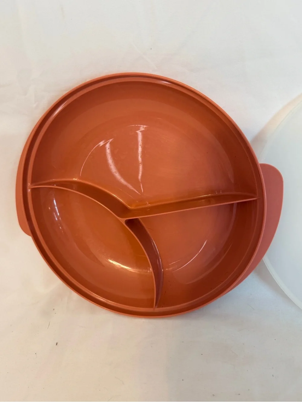 Vintage Tupperware Dusty Rose Divided Microwaveable Plate W/ Lid 2604B & 230-15